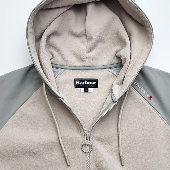 Barbour Men's Newfield Half-Zip Pullover Hoodie Top Fleece Grey Fleece Size M - Picture 8 of 12